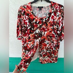 Designers Originals Floral Short Sleeve Top 1X NWOT